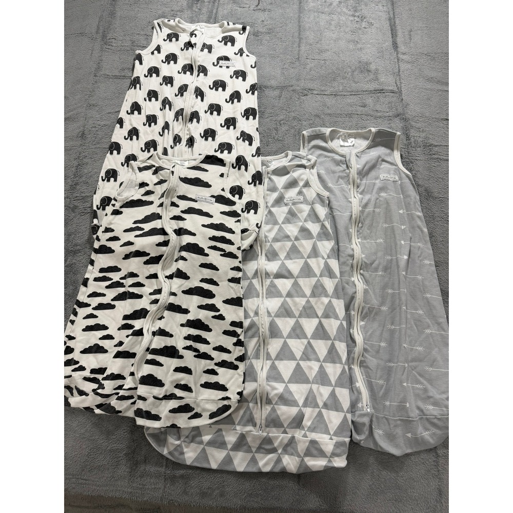 BaeBae Goods Cotton Baby Sleep Sack Bundle 4p Elephant Cloud Triangle Grey White